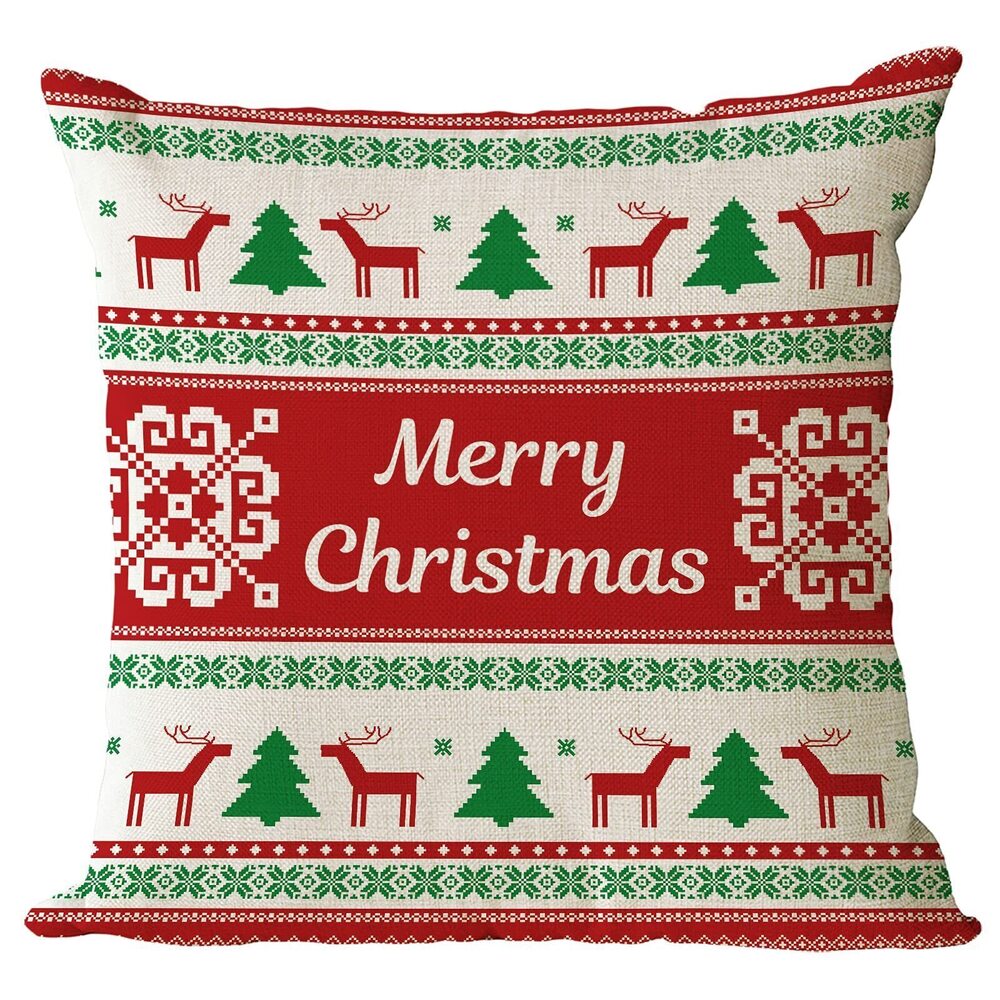 9873 Christmas Pillow Covers 12x12 Set of 4 Red Green Xmas Decorative Throw - Picture 8 of 8